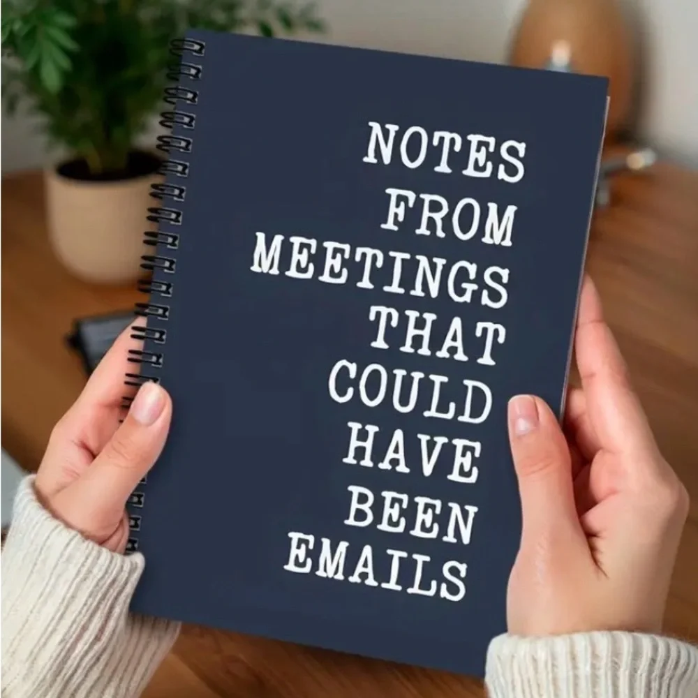 Navy Spiral Notebook with Humorous Work Quote ‘NOTES FROM MEETINGS…’